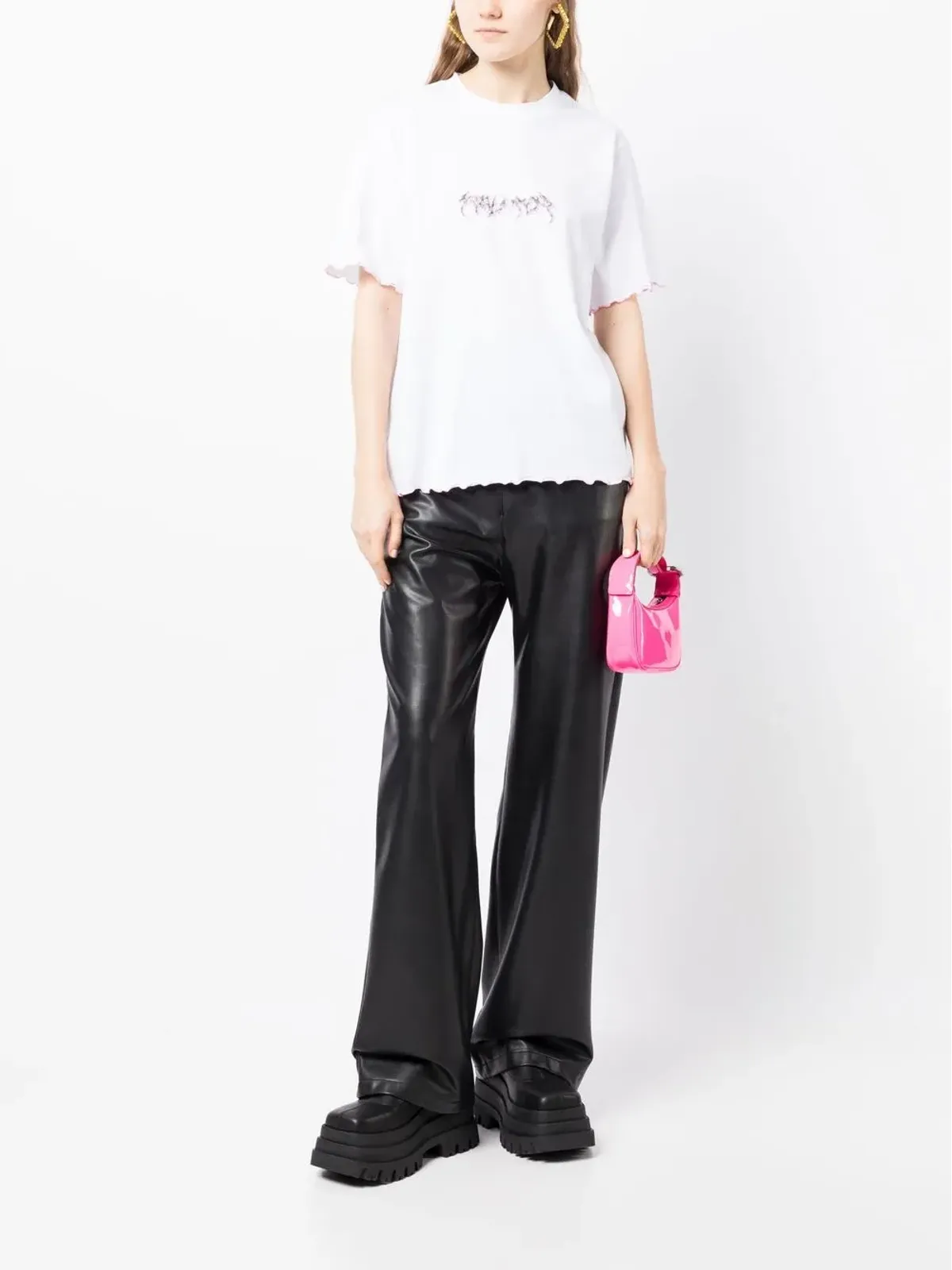 Palmer ロゴプリント フリュートヘム Tシャツ - 画像3