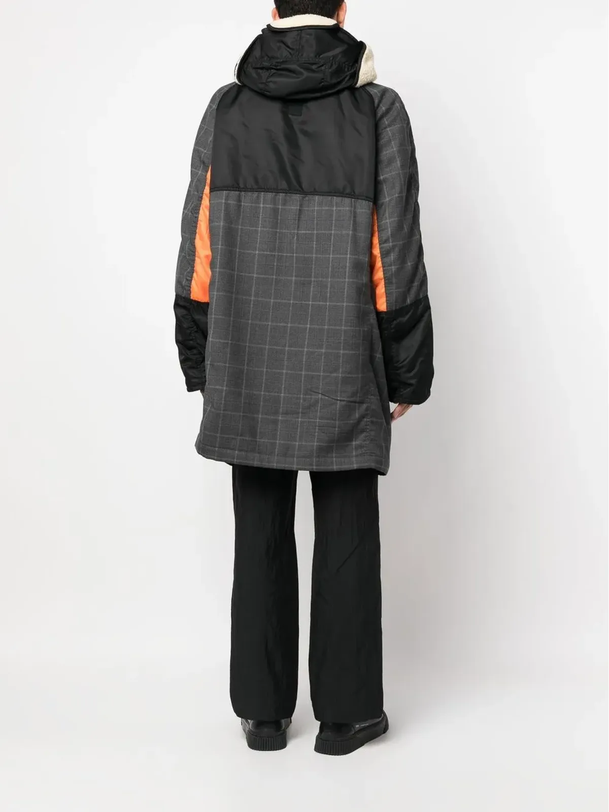 Junya Watanabe MAN グレーのチェック柄パッチワークコート - 画像4