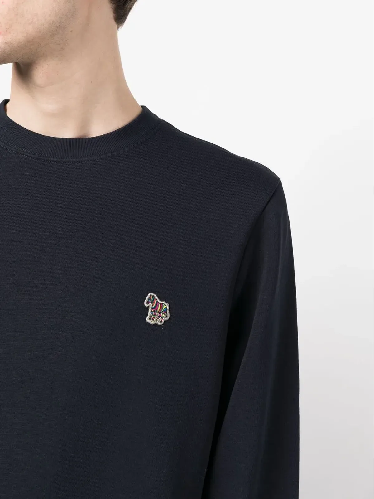 PS Paul Smith ゼブラパッチ オーガニックコットン スウェットシャツ ブルー - 画像5