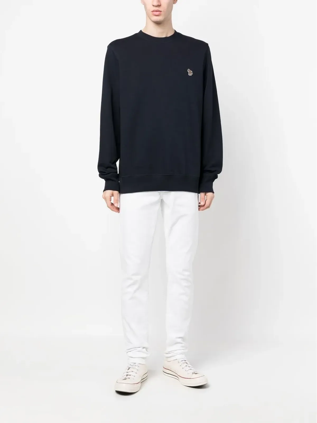 PS Paul Smith ゼブラパッチ オーガニックコットン スウェットシャツ ブルー - 画像2