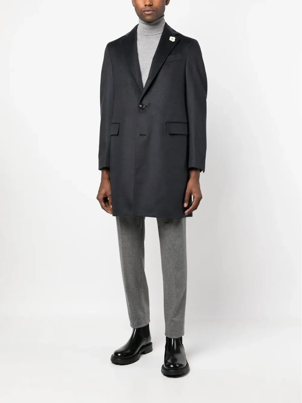 Lardini シングルブレスト カシミヤ オーバーコート - 画像2