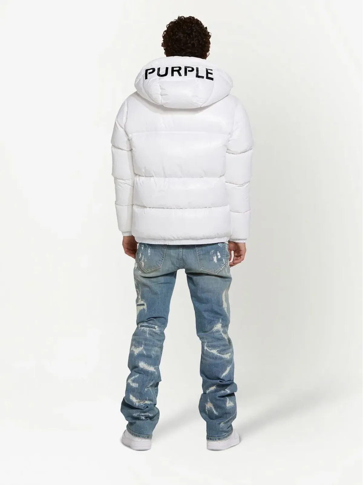Purple Brand ロゴプリント ダウンジャケット - 画像3