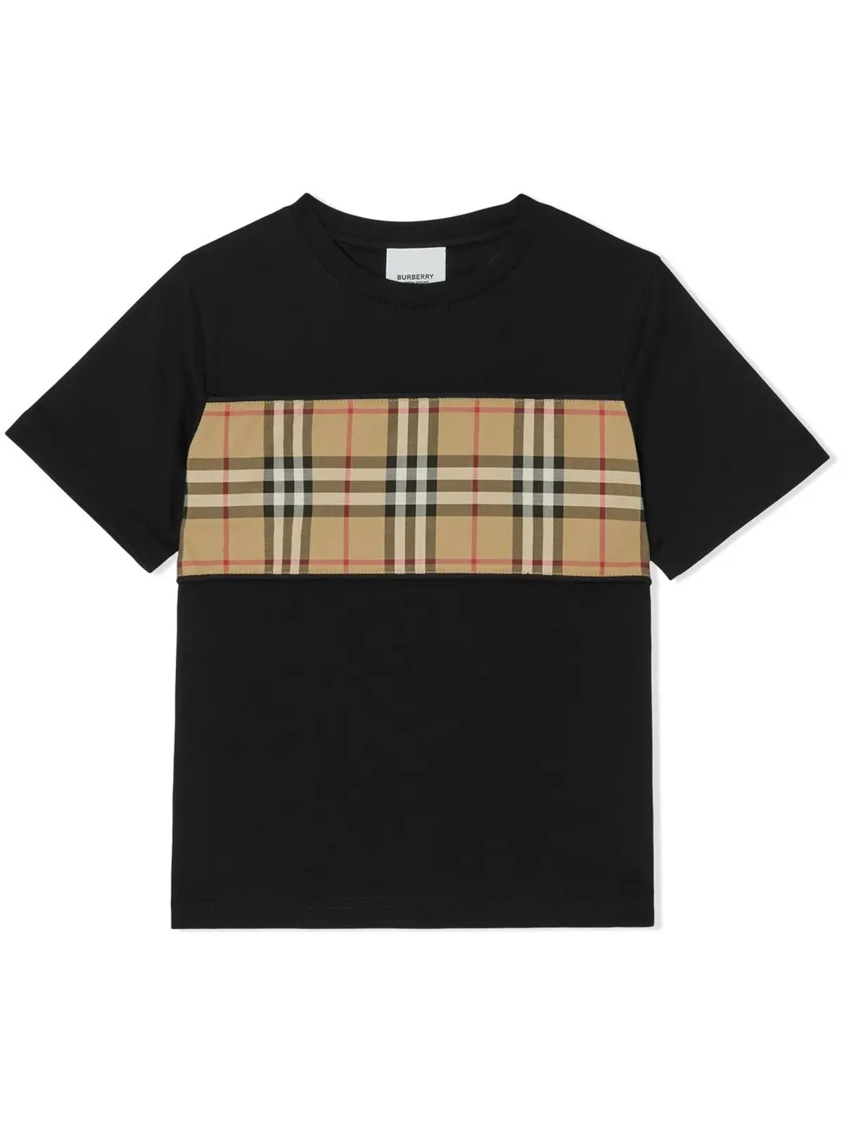 Burberry Kids ヴィンテージチェック パネルド コットンTシャツ - ブラック - 画像1