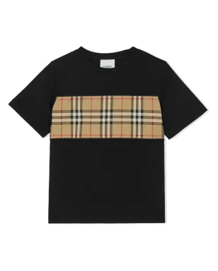 Burberry Kids ヴィンテージチェック パネルド コットンTシャツ - ブラック - サムネイル1