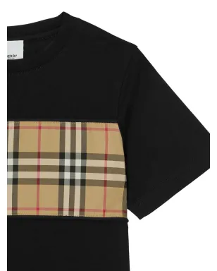 Burberry Kids ヴィンテージチェック パネルド コットンTシャツ - ブラック - サムネイル3