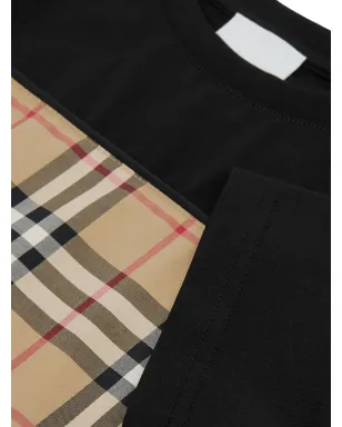 Burberry Kids ヴィンテージチェック パネルド コットンTシャツ - ブラック - サムネイル4
