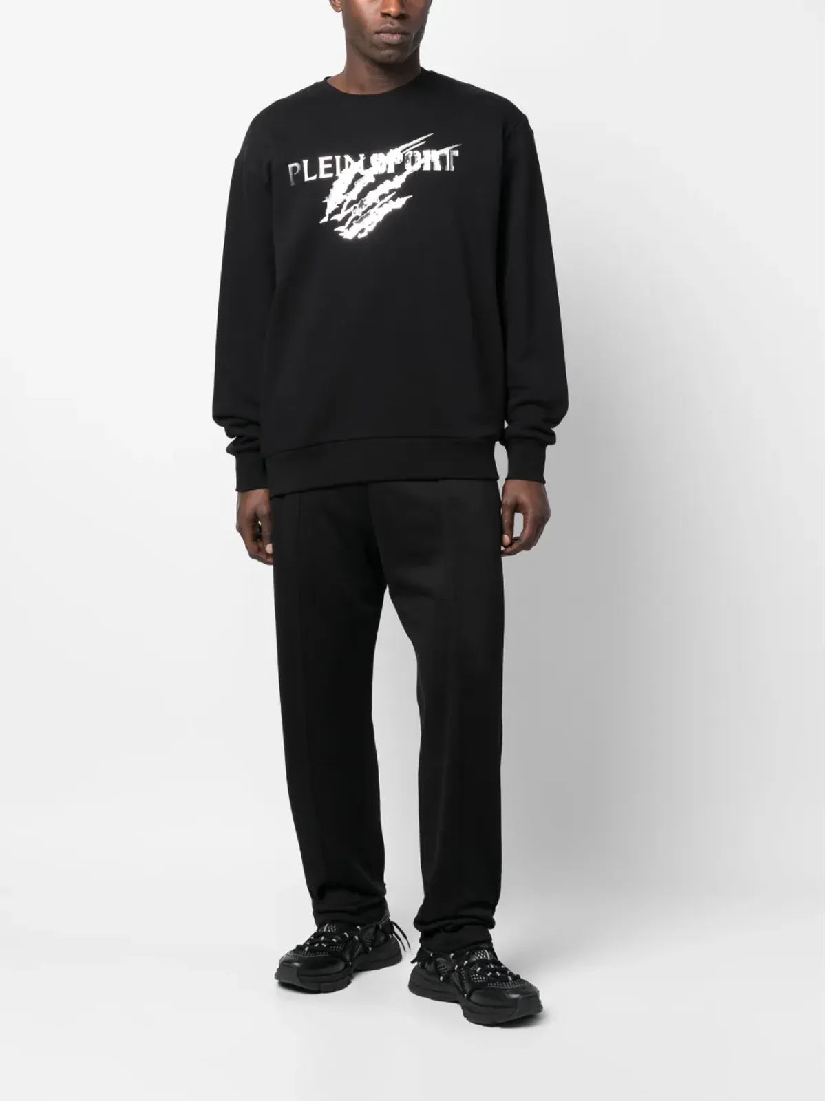 Plein Sport LSスクラッチ ロゴプリント スウェットシャツ ブラック - 画像2