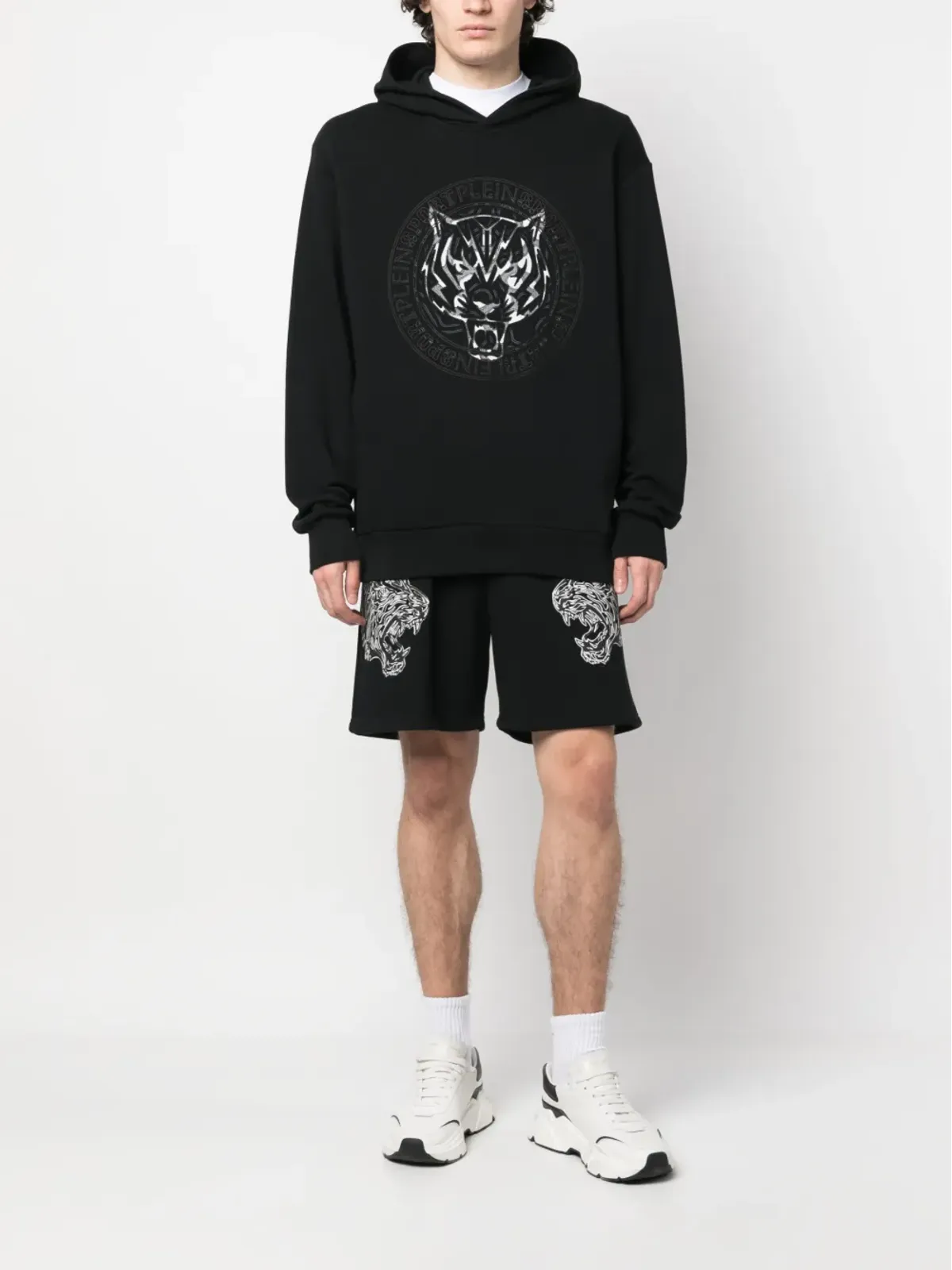 Plein Sport タイガー柄エラスティックウエストショーツ - 画像2