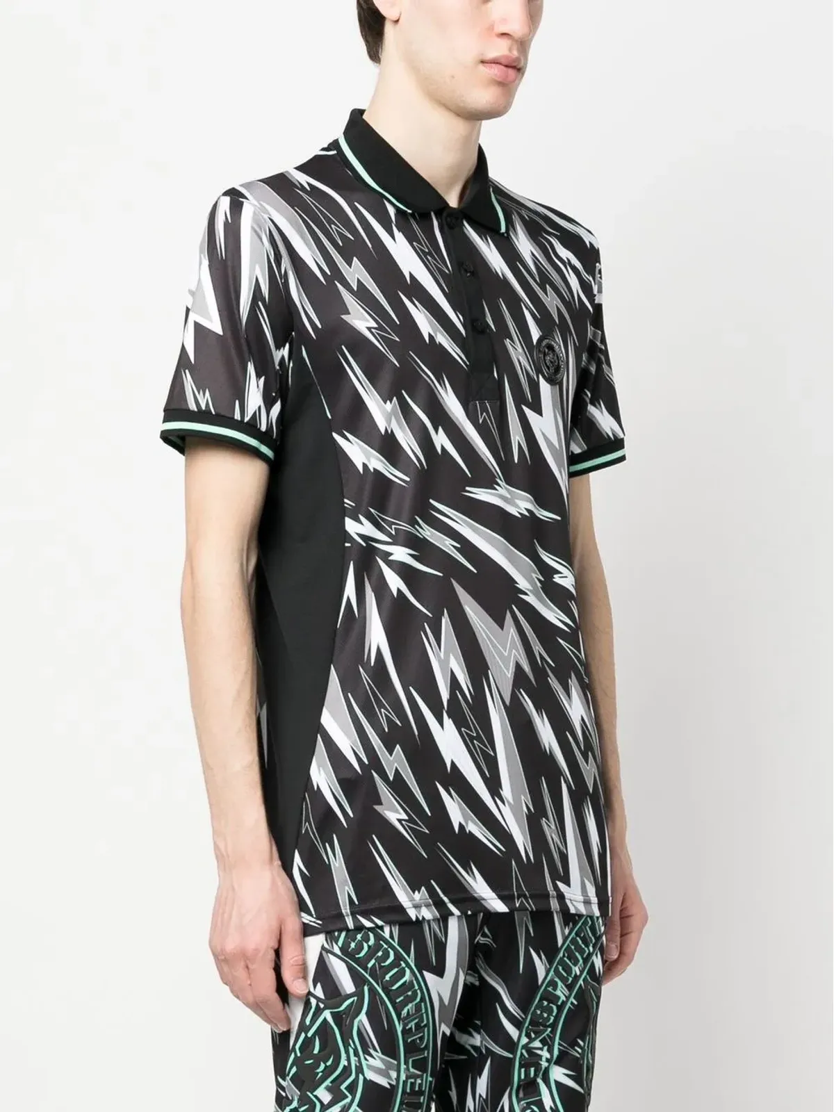 Plein Sport ライトニングボルトプリント ポロシャツ - 画像3