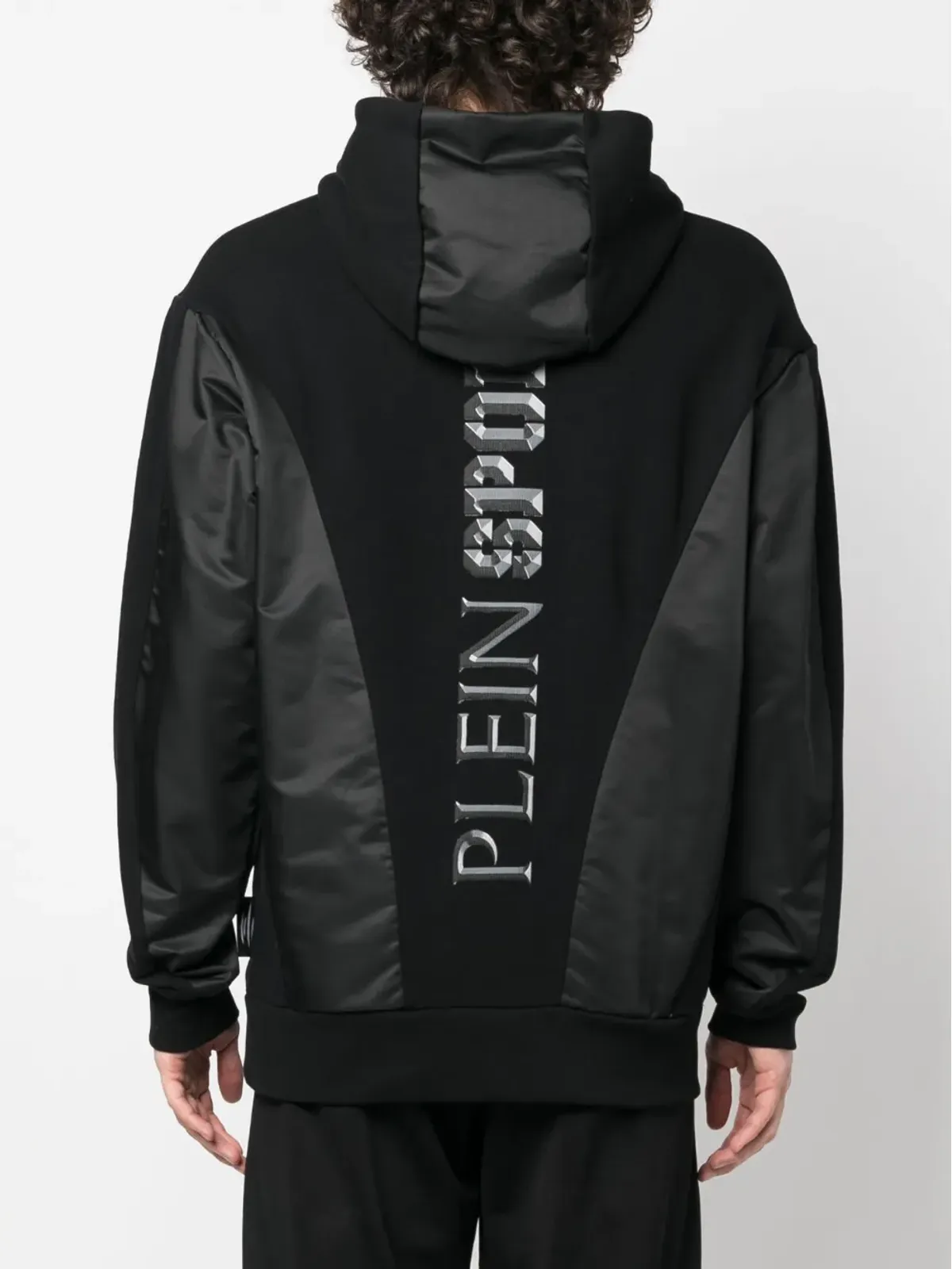 Plein Sport タイガープリントパネルドフーディ ブラック - 画像4
