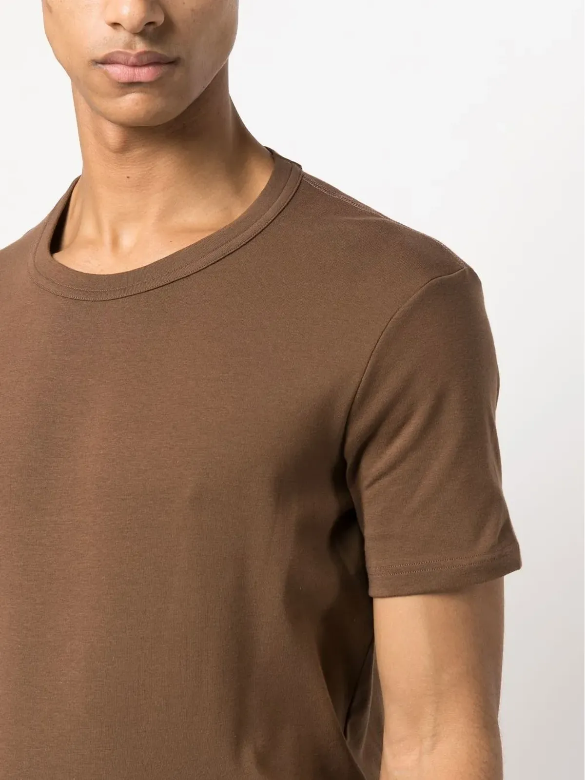 TOM FORD 無地クルーネックTシャツ（ブラウン） - 画像5