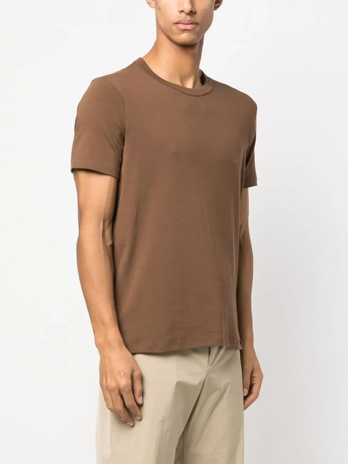 TOM FORD 無地クルーネックTシャツ（ブラウン） - 画像3