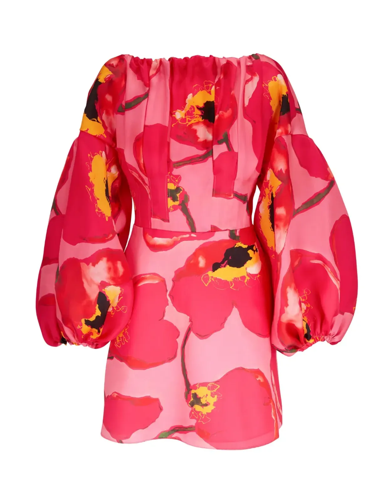 Carolina Herrera パフスリーブ花柄ミニドレス - 画像2