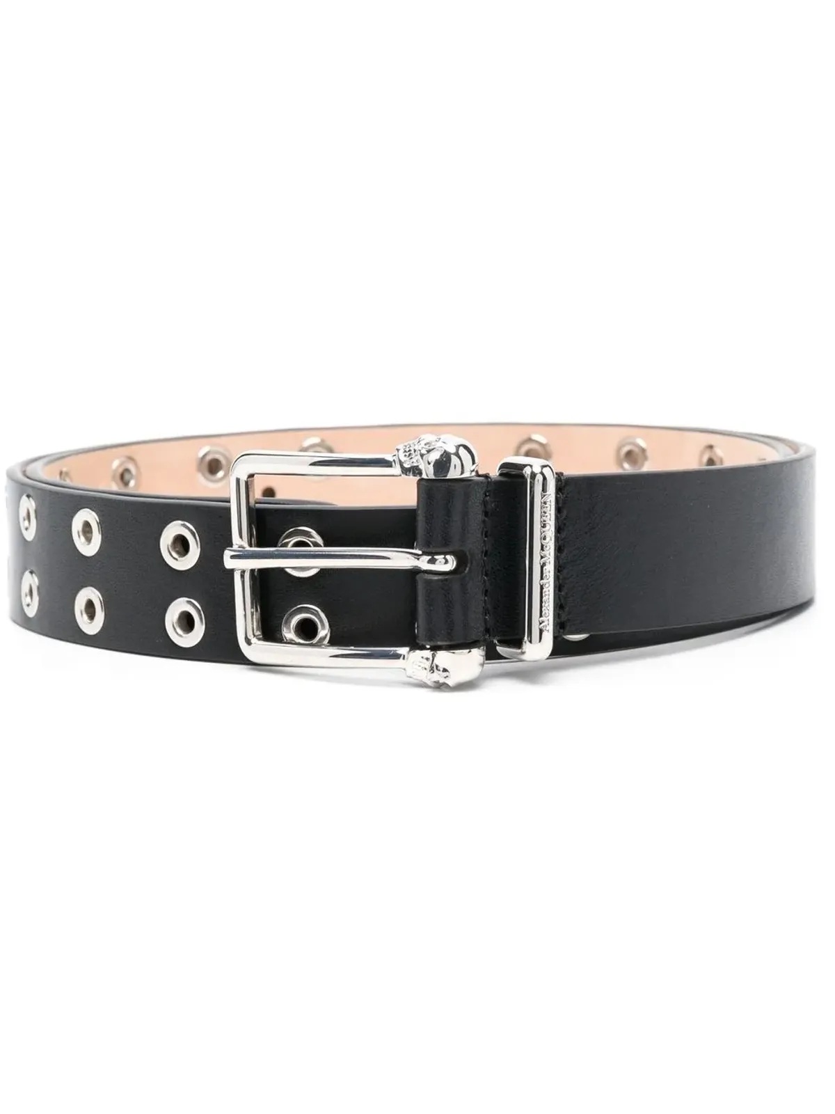 Alexander McQueen アイレットスタッズ付きカーフレザー ベルト - 画像1