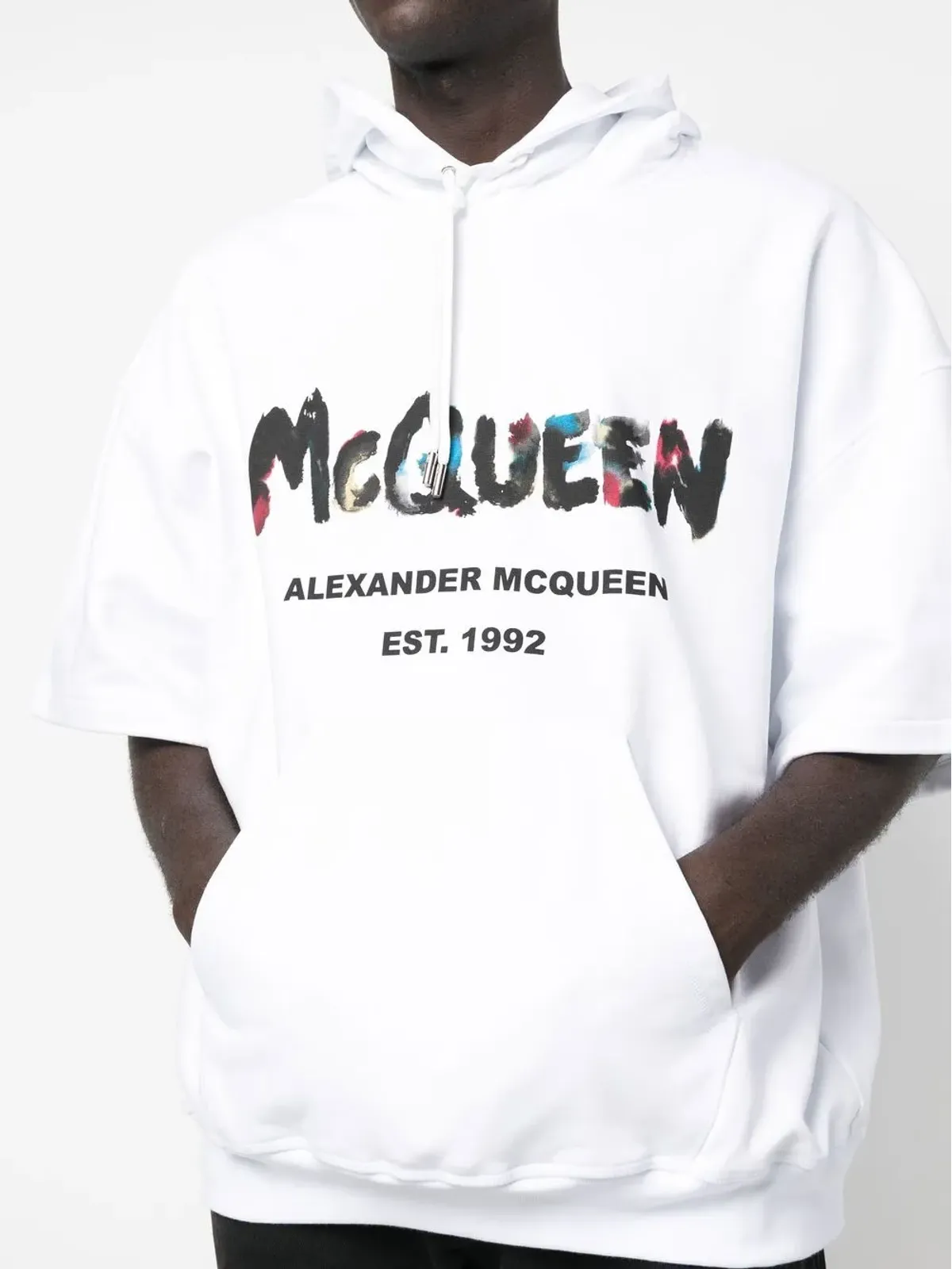 Alexander McQueen ロゴプリント半袖パーカー - White - 画像5