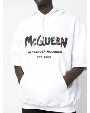 Alexander McQueen ロゴプリント半袖パーカー - White - サムネイル5