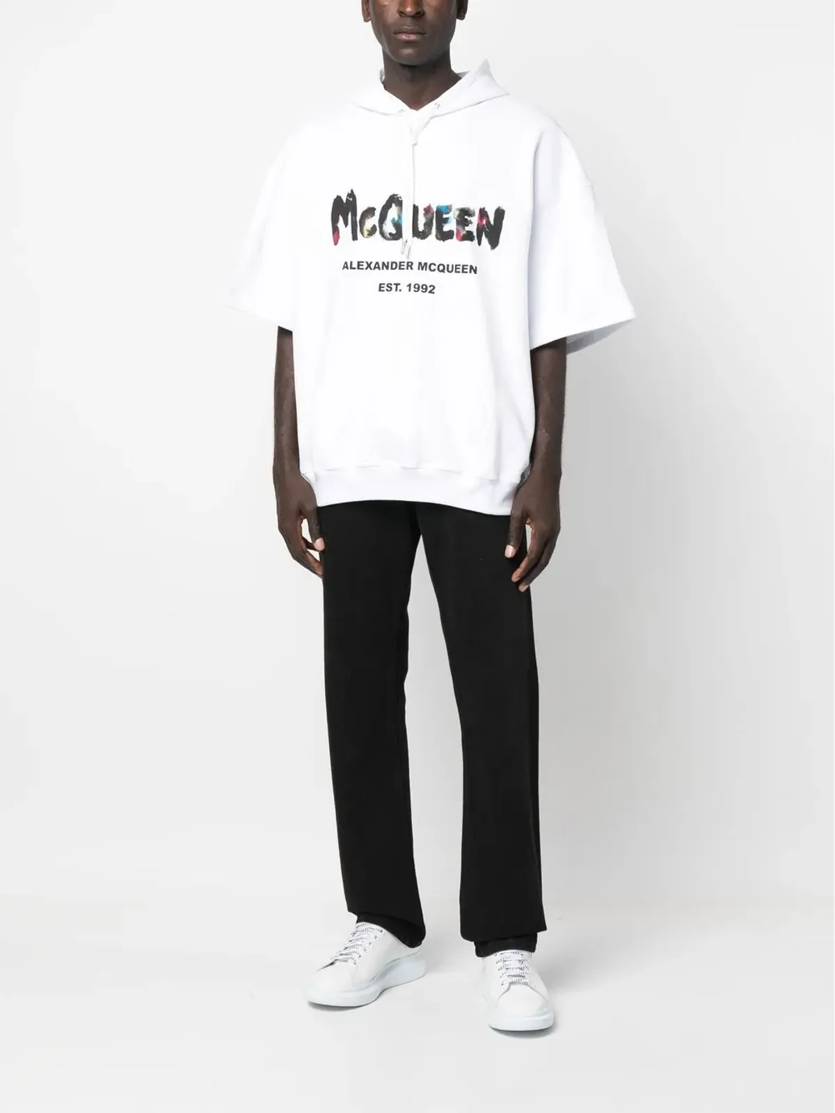 Alexander McQueen ロゴプリント半袖パーカー - White - 画像2