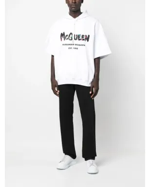 Alexander McQueen ロゴプリント半袖パーカー - White - サムネイル2