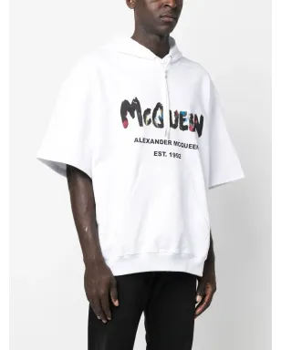 Alexander McQueen ロゴプリント半袖パーカー - White - サムネイル3