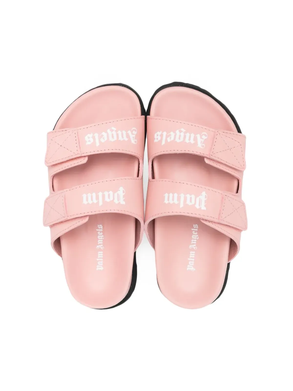 Palm Angels Kids ロゴプリント レザーサンダル - ピンク - 画像3