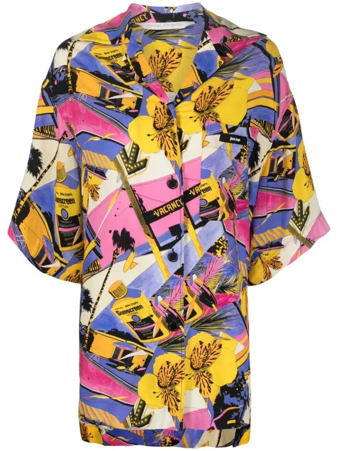 Palm Angels Palm Angels Miami グラフィックプリント ボウリングシャツ - ピンクの商品画像