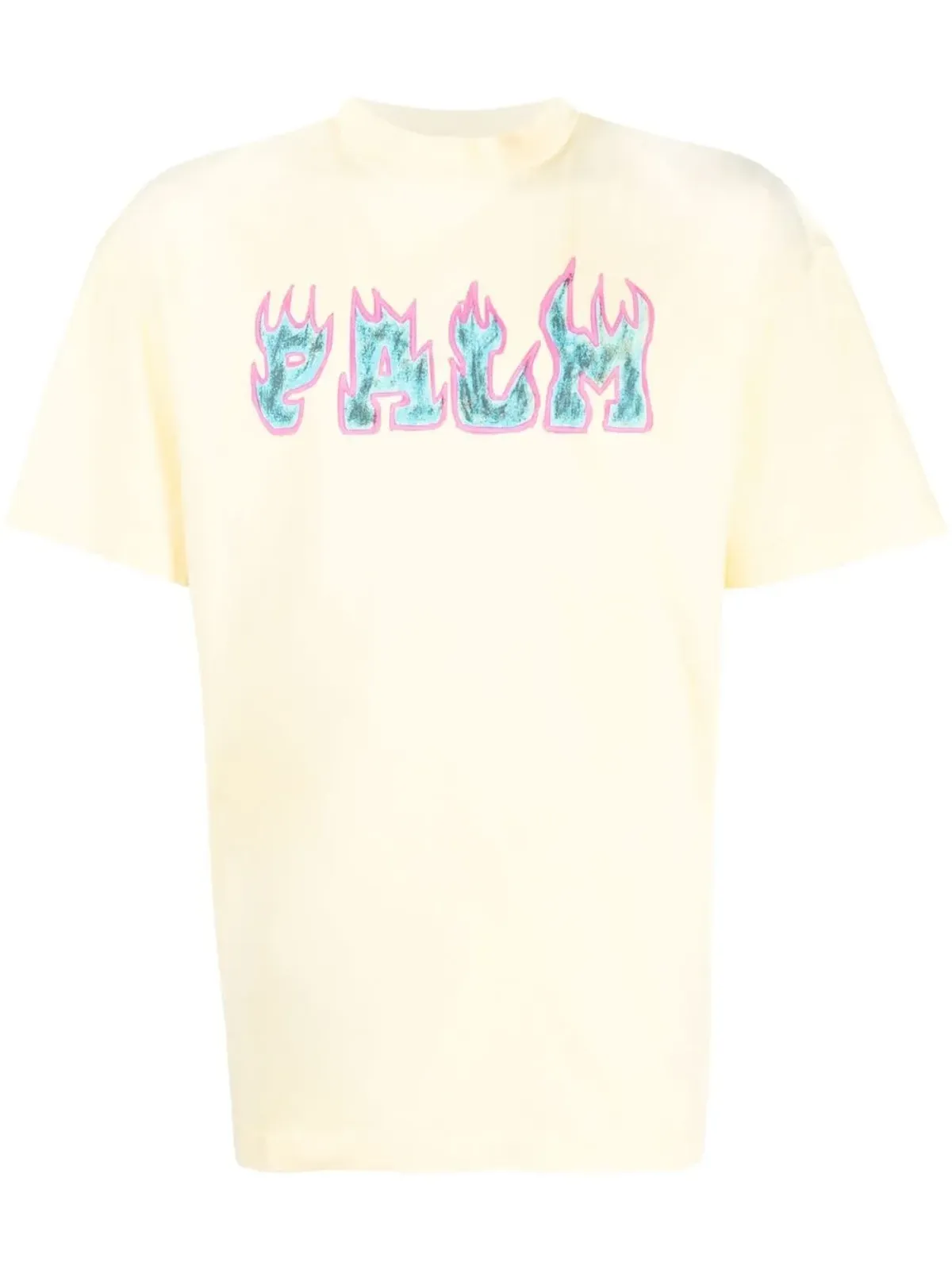 Palm Angels Flames ロゴプリント Tシャツ - Yellow - 画像1