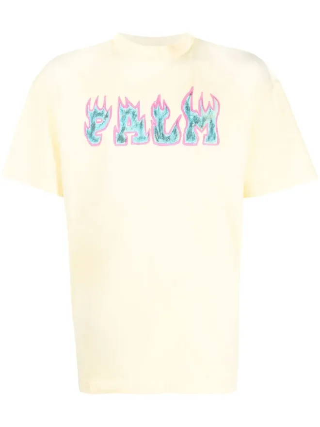 Palm Angels Palm Angels Flames ロゴプリント Tシャツ - Yellowの商品画像