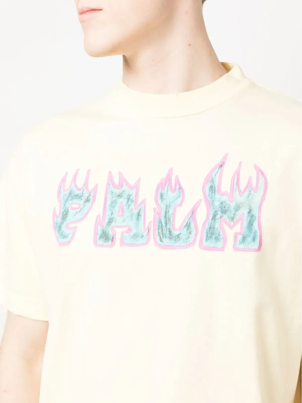 Palm Angels Flames ロゴプリント Tシャツ - Yellow - 画像5
