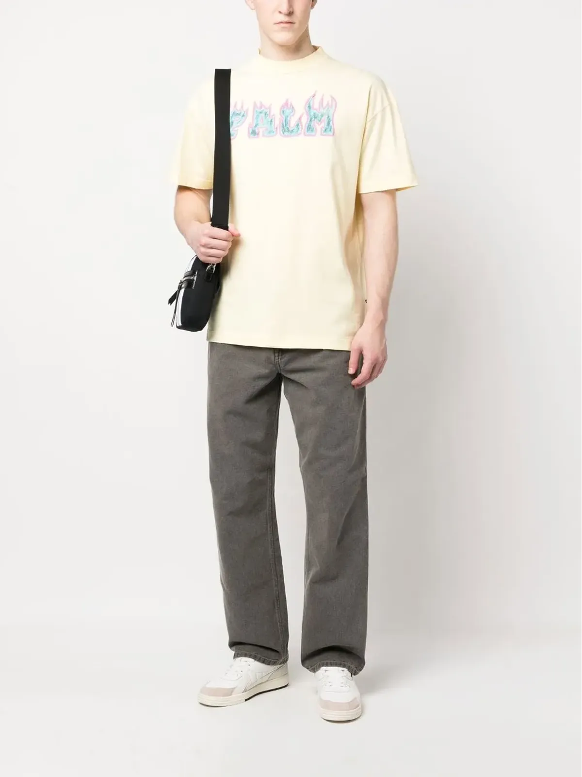 Palm Angels Flames ロゴプリント Tシャツ - Yellow - 画像2