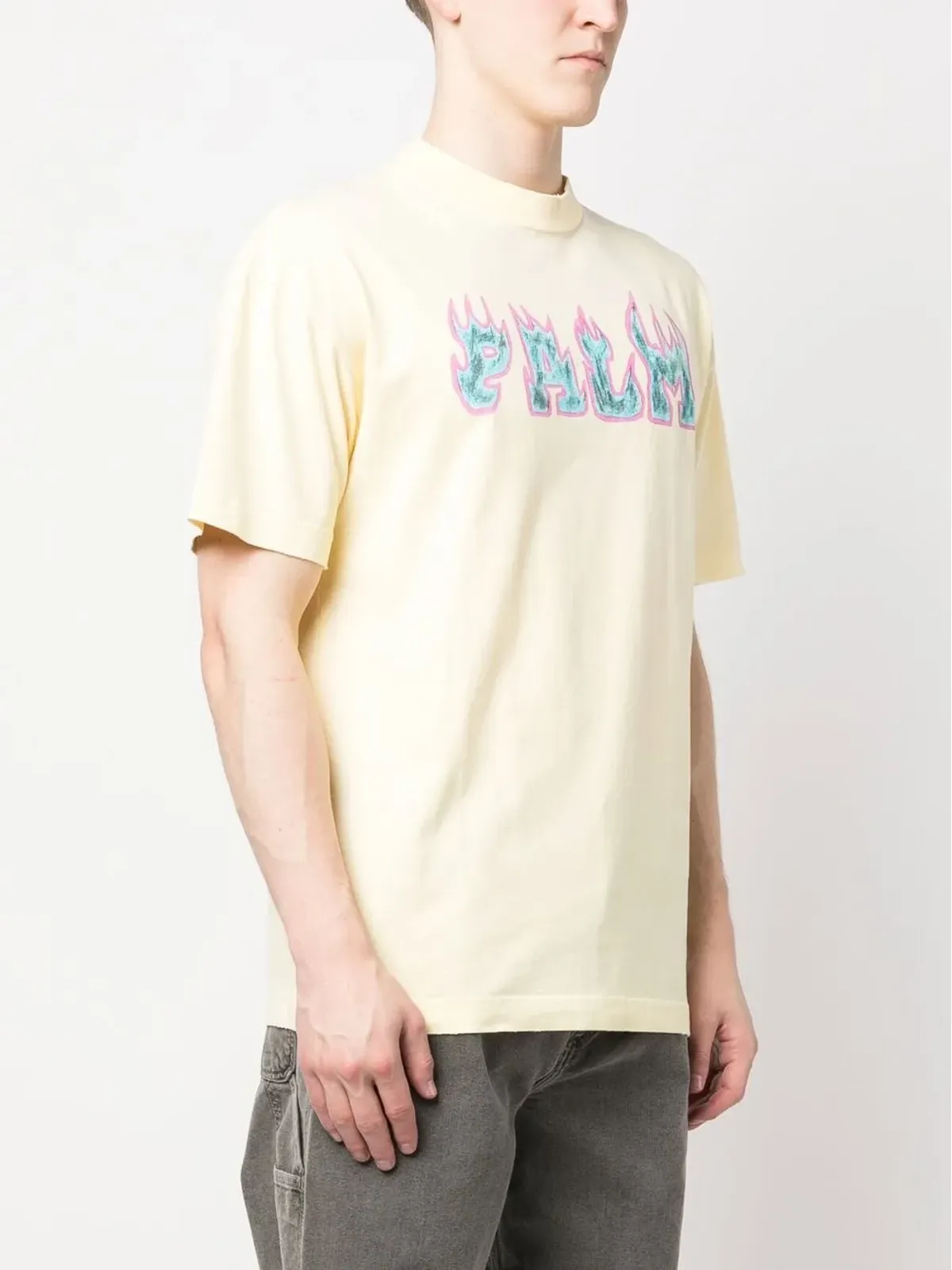 Palm Angels Flames ロゴプリント Tシャツ - Yellow - 画像3