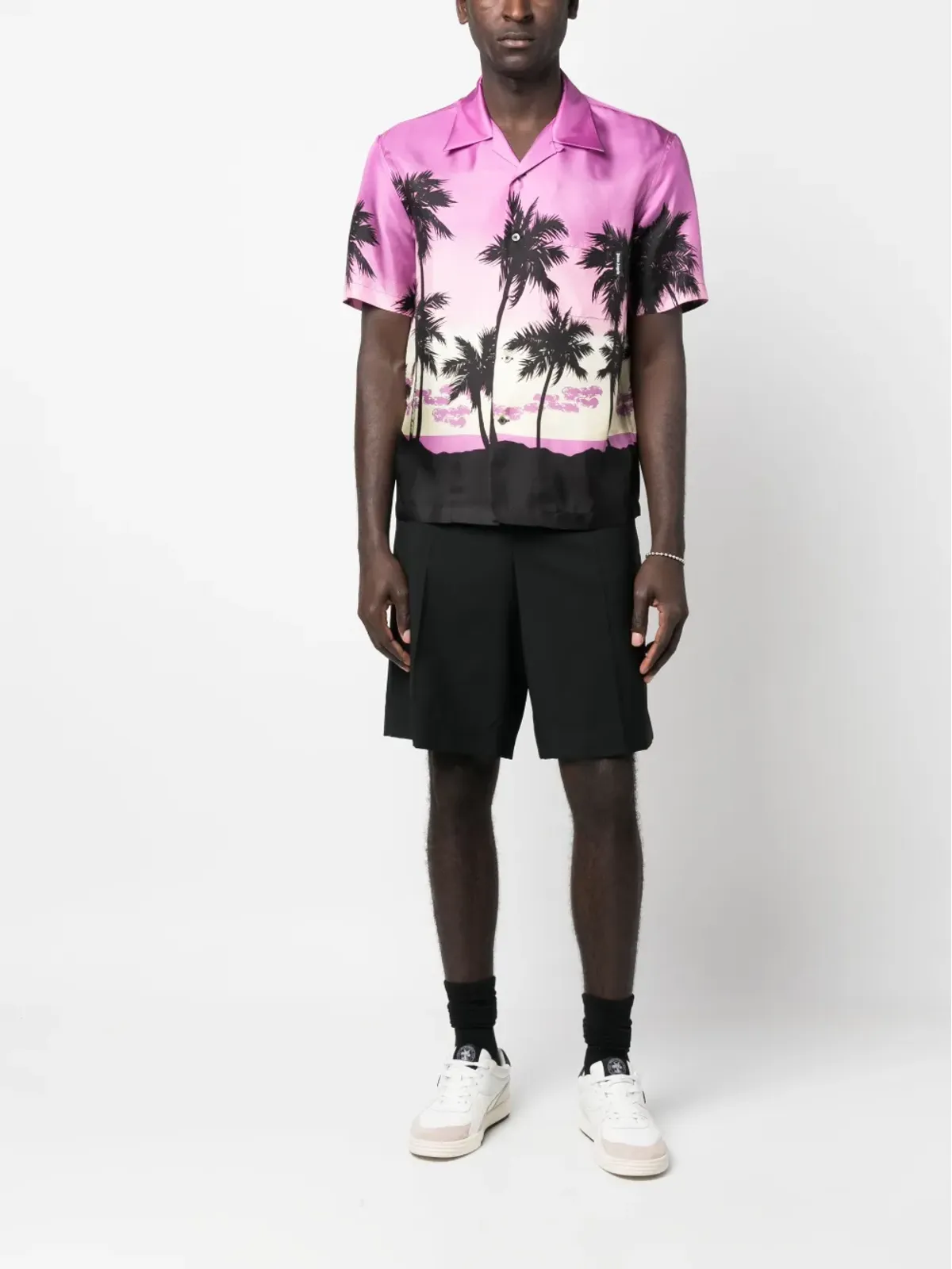 Palm Angels パームツリー柄シルクシャツ - 画像2