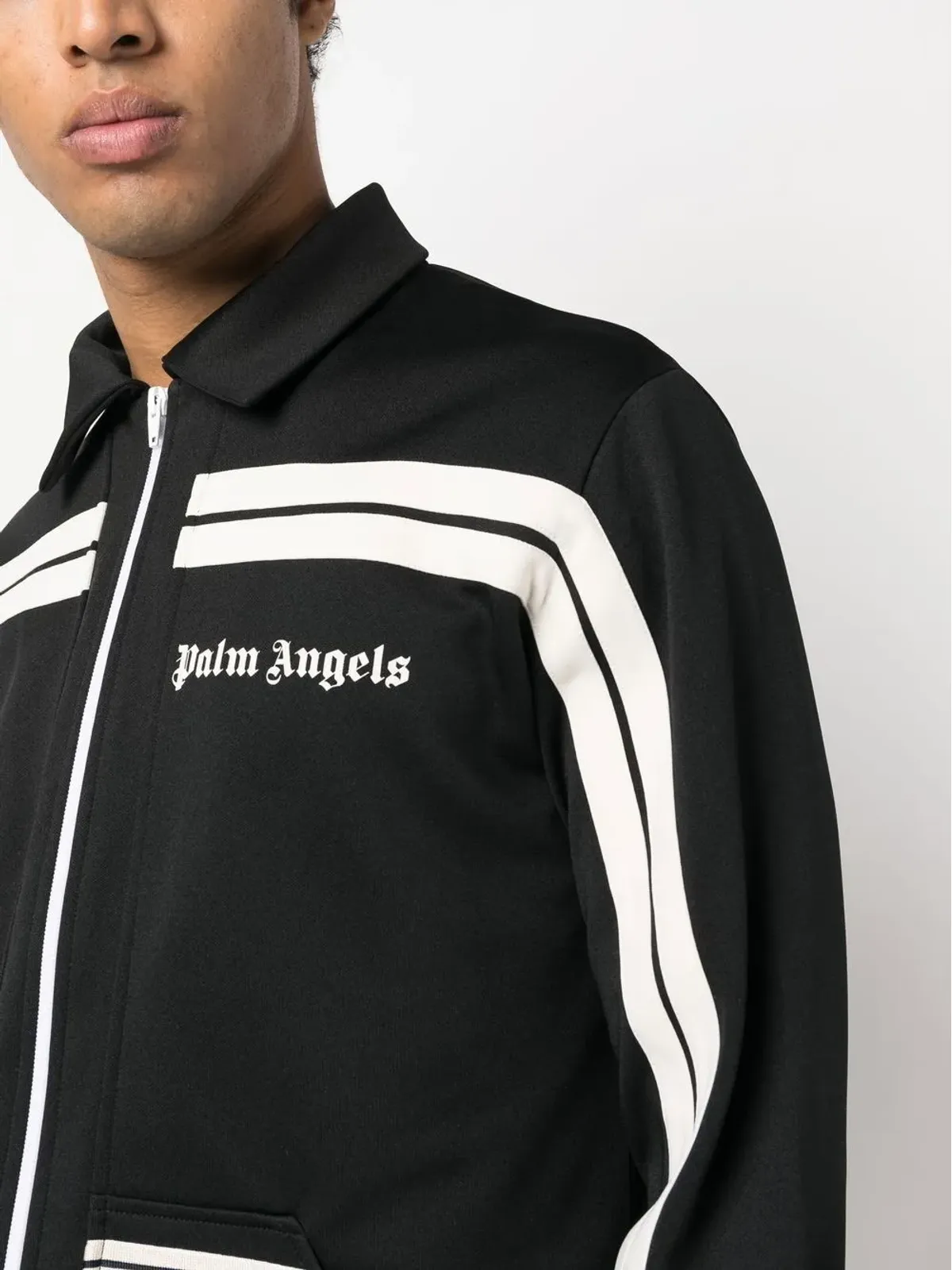 Palm Angels ロゴプリント パネル切替ジップアップジャケット - 画像5