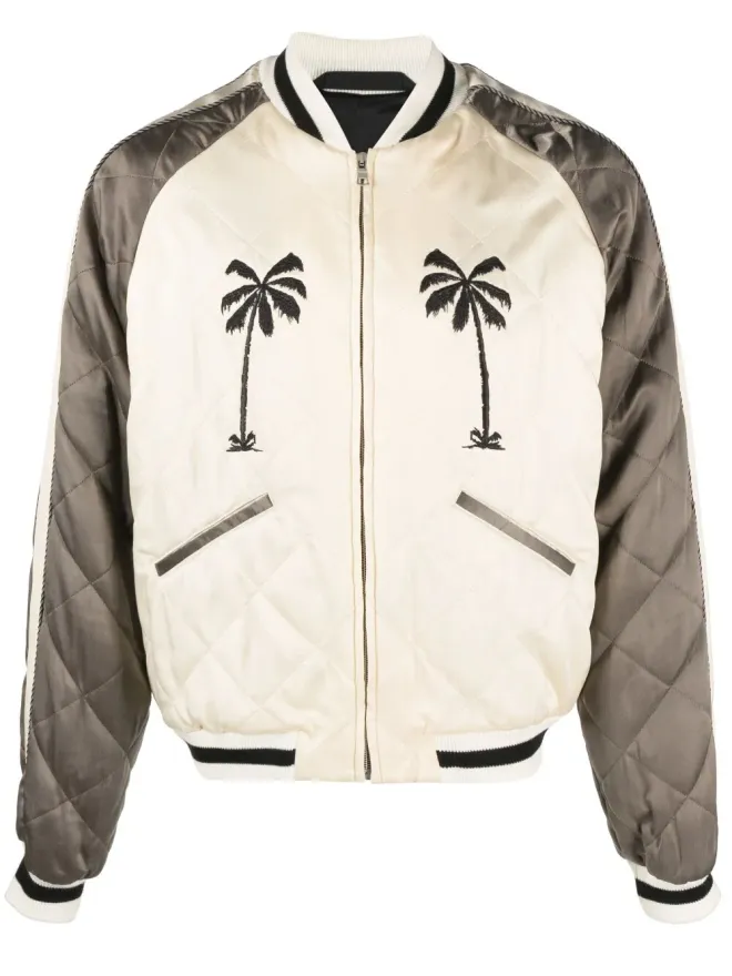 Palm Angels Palm Angels アップサイドダウンパーム スカジャン ジャケット - ブラウンの商品画像