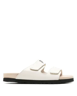 Palm Angels ロゴプリント レザー フラットサンダル - White - サムネイル1