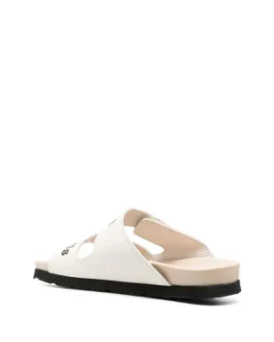 Palm Angels ロゴプリント レザー フラットサンダル - White - サムネイル3
