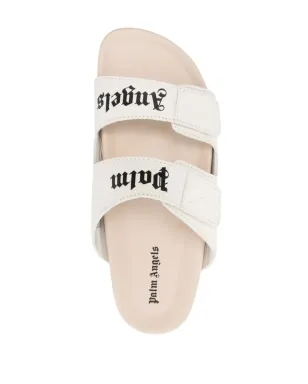 Palm Angels ロゴプリント レザー フラットサンダル - White - サムネイル4