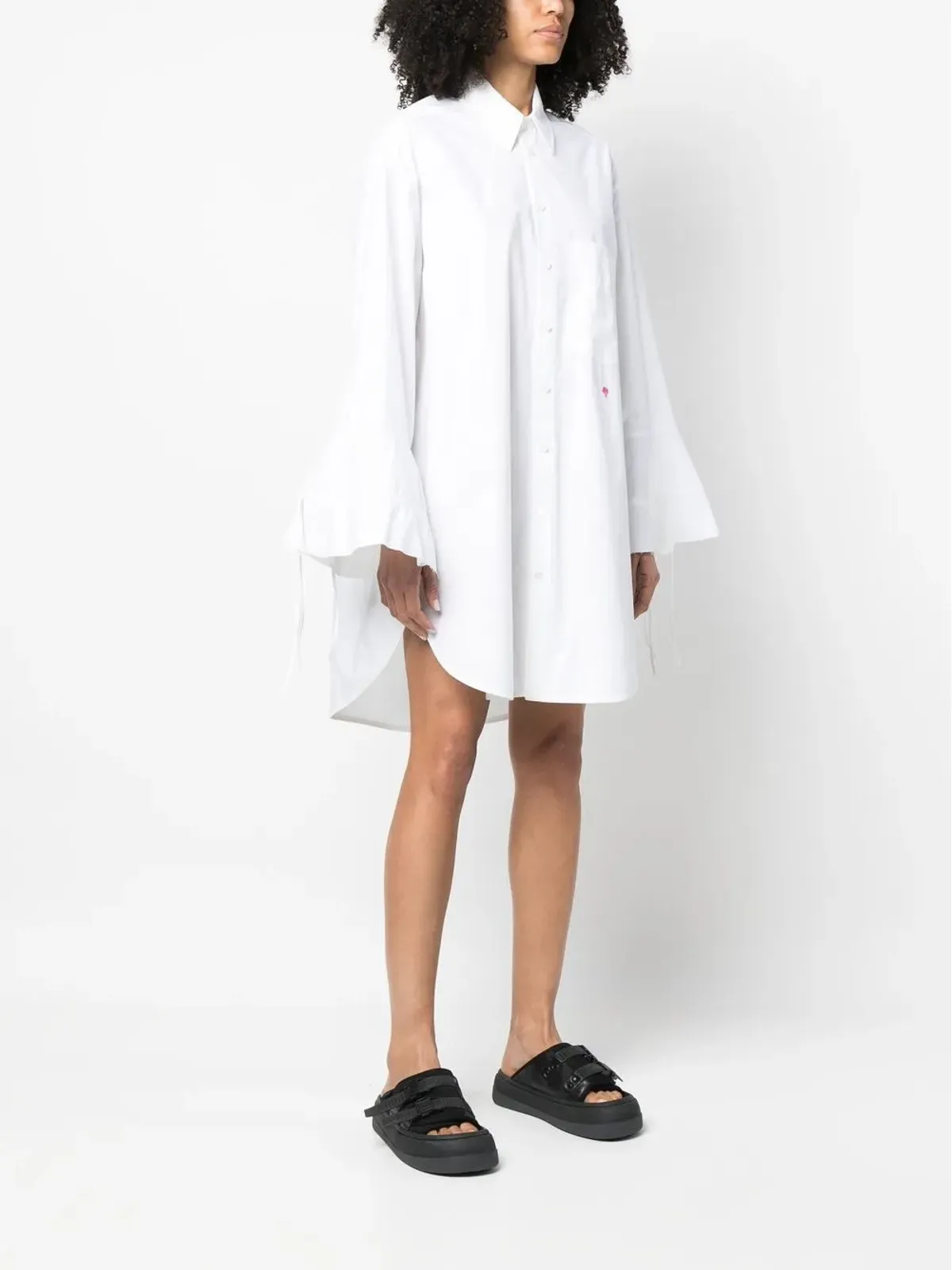 Palm Angels フレアスリーブ シャツドレス - 画像3