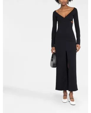 Courrèges カットアウトディテール リブニットドレス - ブラック - サムネイル2