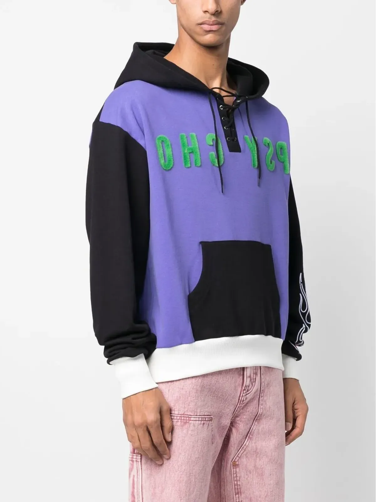 Youths In Balaclava カラーブロック レースアップ フーディ - 画像3