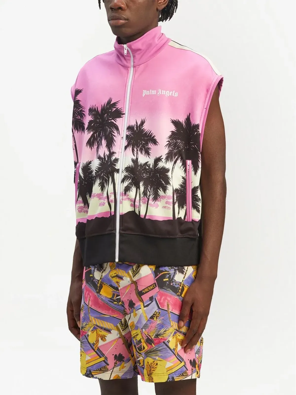 Palm Angels サンセットプリント・ストライプ トラックジレ - Purple - 画像5