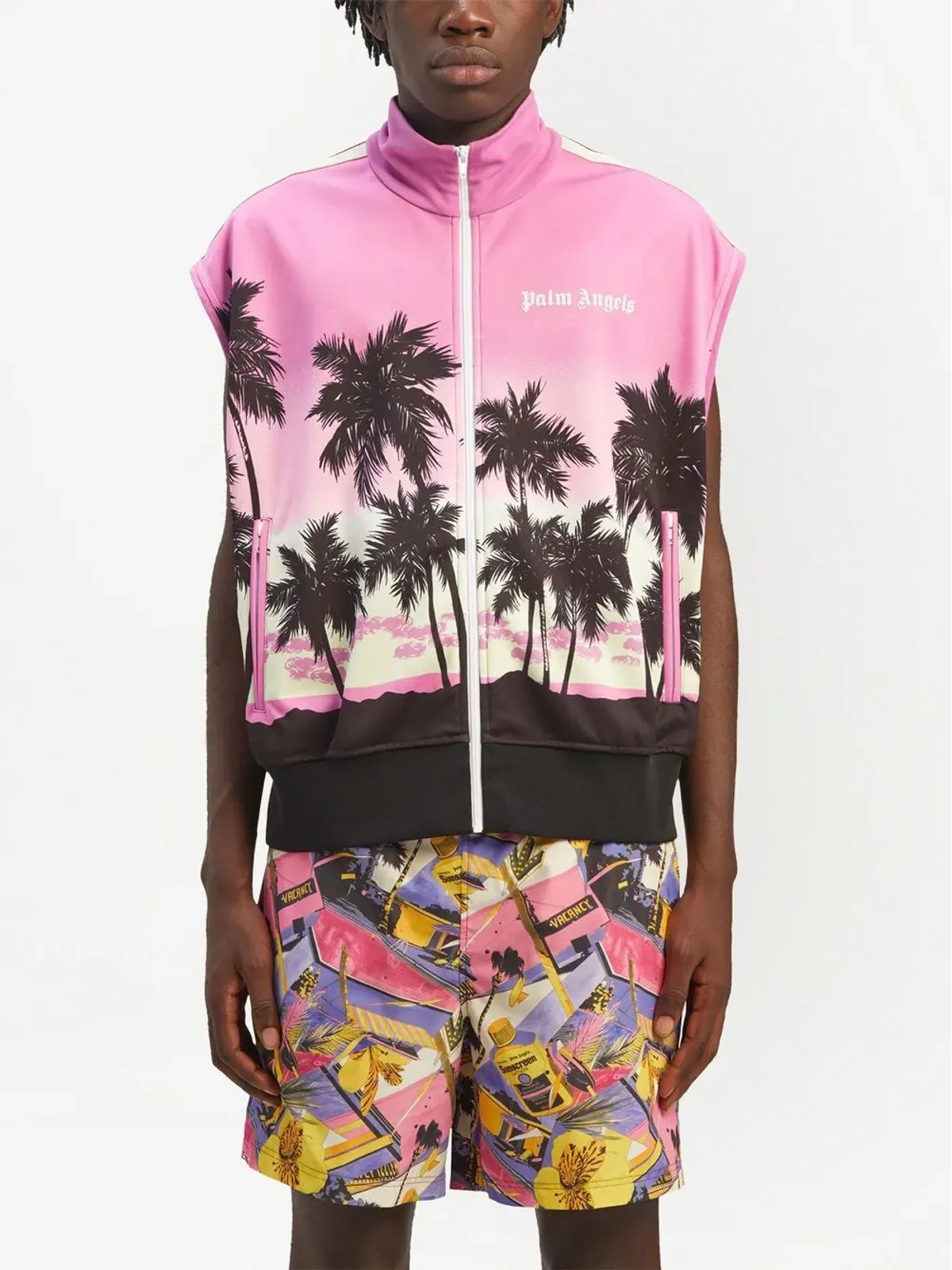 Palm Angels サンセットプリント・ストライプ トラックジレ - Purple - 画像3