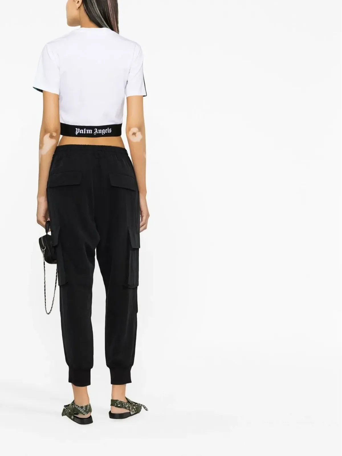 Palm Angels Miamiプリント クロップTシャツ - グリーン - 画像4