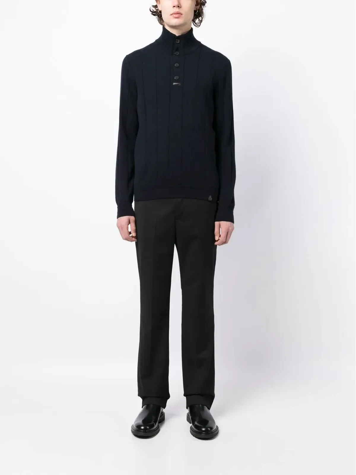 Brioni ロールネック ボタンフロント カシミヤ ジャンパー - Blue - 画像2
