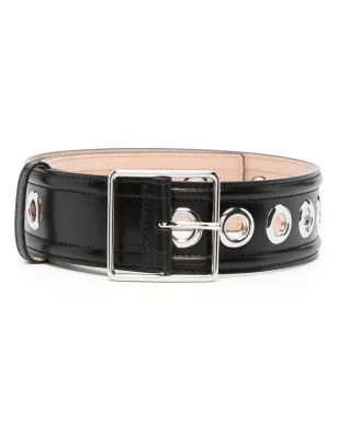 Alexander McQueen アイレット装飾ディテールベルト - ブラック - サムネイル1