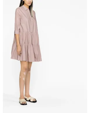 Fabiana Filippi ティアードコットンミニシャツドレス ピンク - サムネイル3