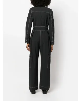 GANNI ベルト付きコントラストステッチジャンプスーツ - サムネイル4