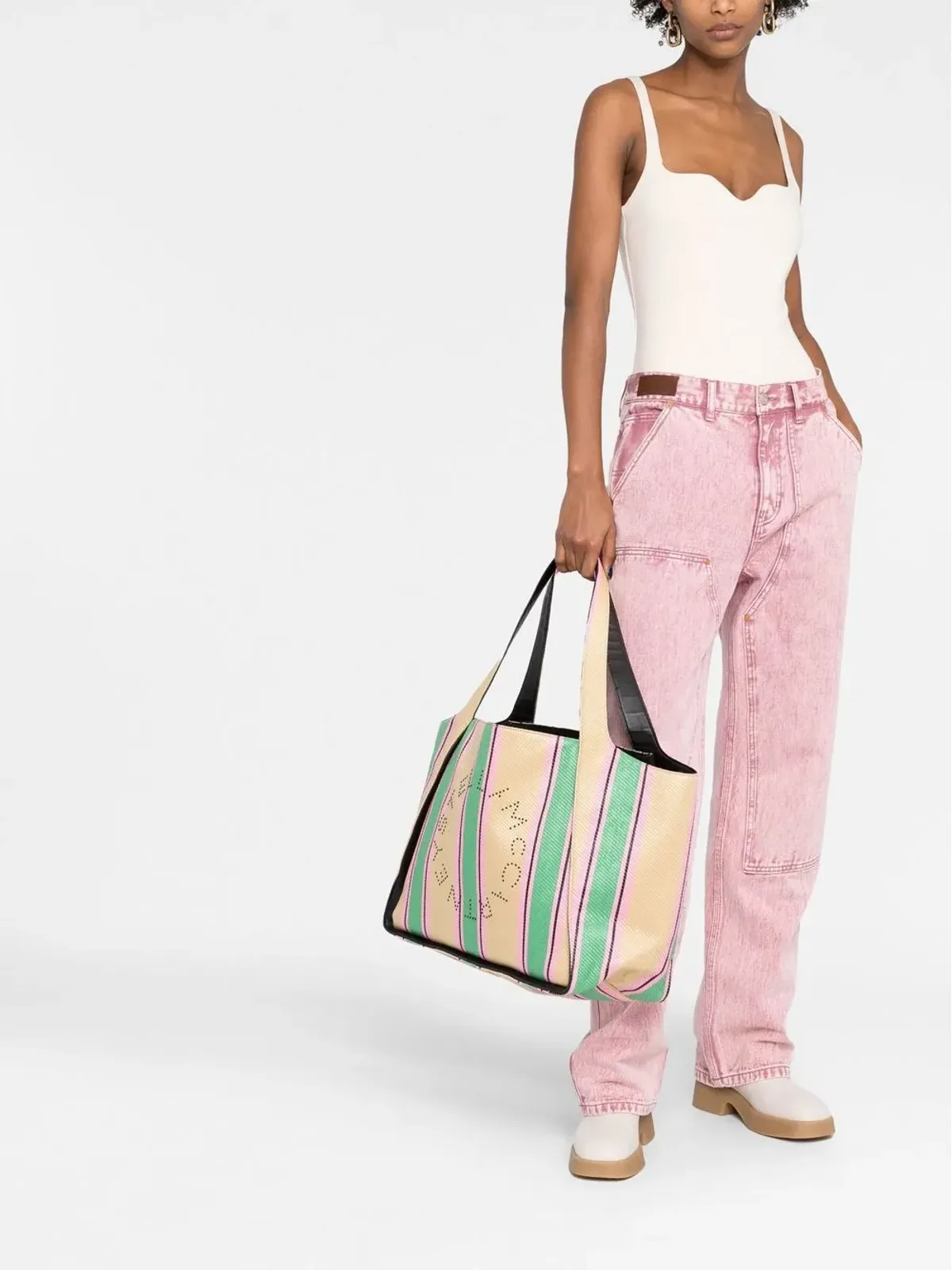 Stella McCartney ロゴストライプ織トートバッグ - 画像2