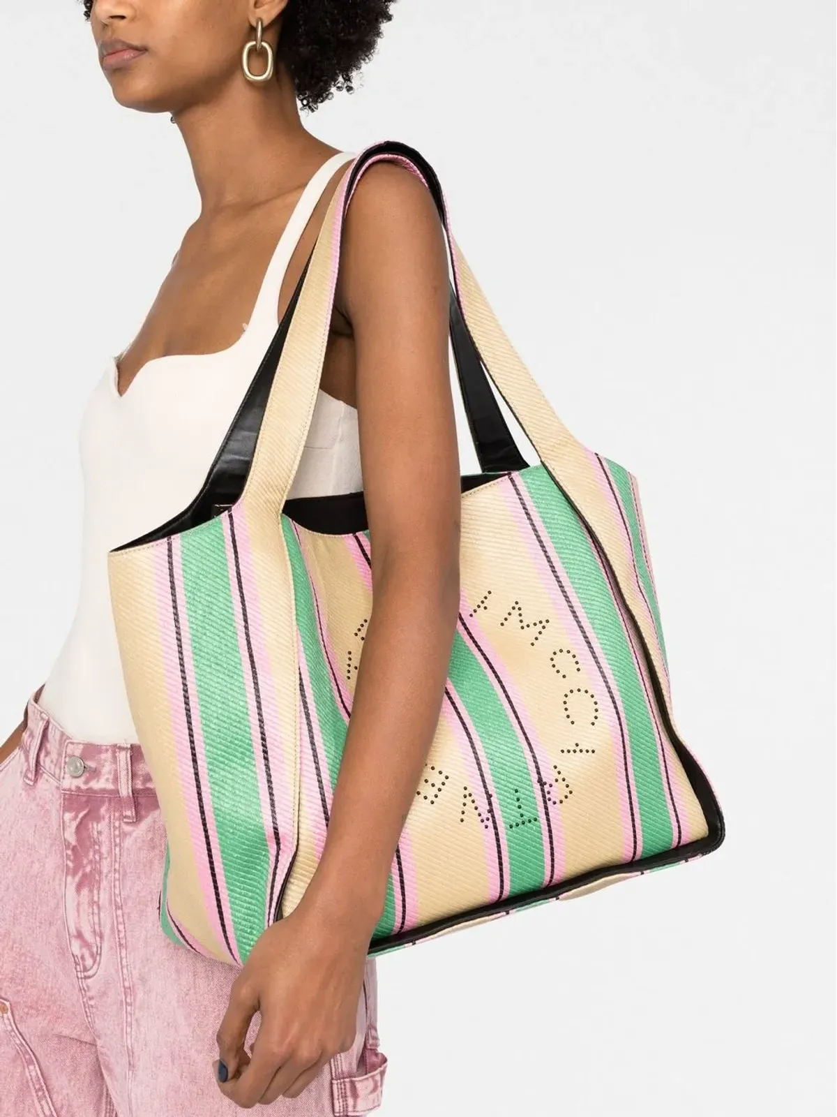Stella McCartney ロゴストライプ織トートバッグ - 画像3