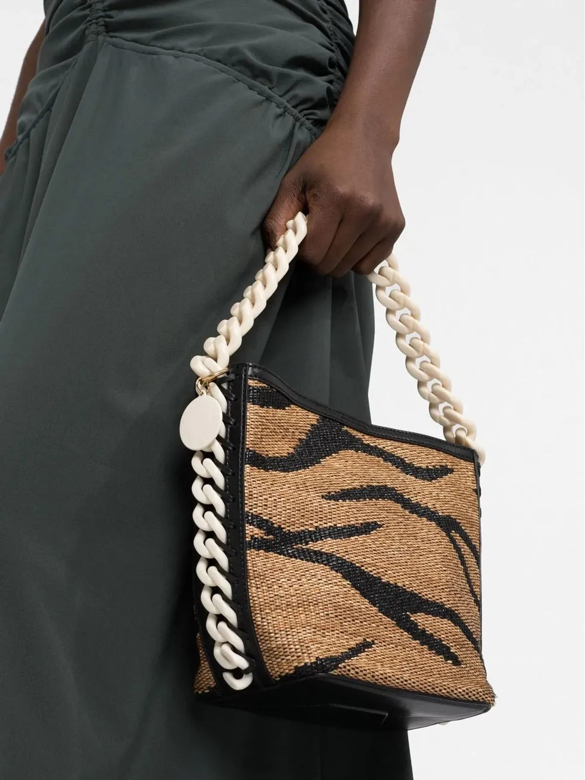 Stella McCartney タイガージャカード ラフィア バケットバッグ - Neutrals - 画像3