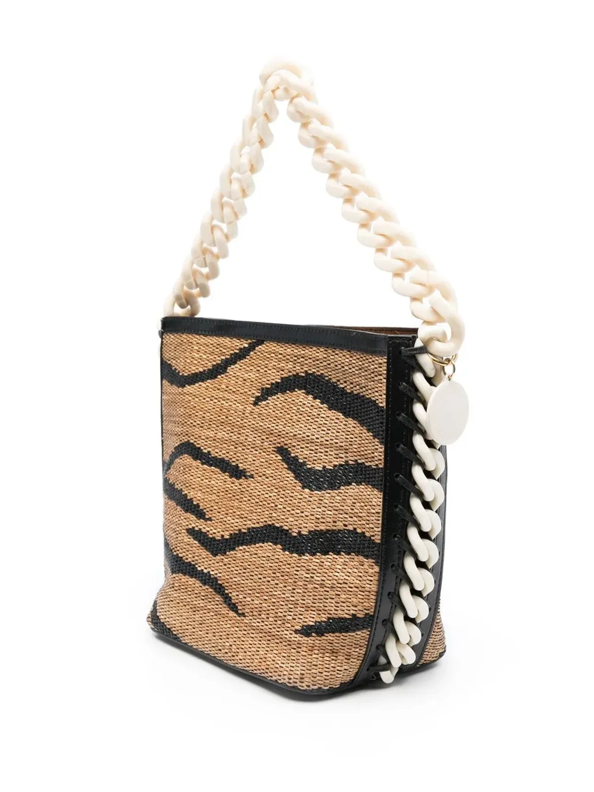 Stella McCartney タイガージャカード ラフィア バケットバッグ - Neutrals - 画像4